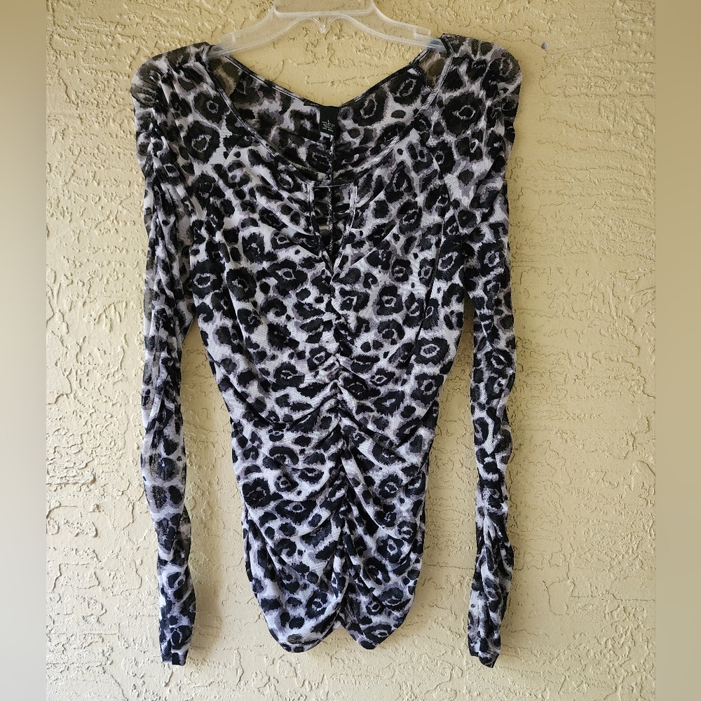 INC Cheetah Print Mesh Keyhole Top